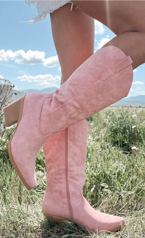 Feet in the Clouds Cowboy Boots- Pink Suede