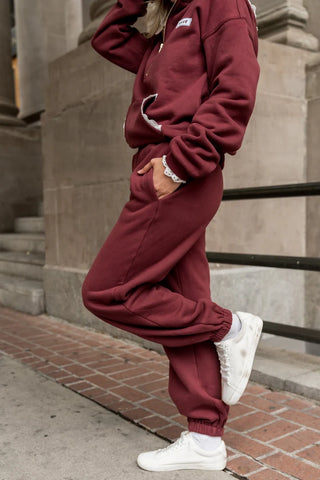 *Ampersand Ave* Comfort Zone Joggers - Maroon Lace
