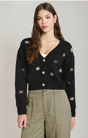 DEX Embroidered Flower Cardi