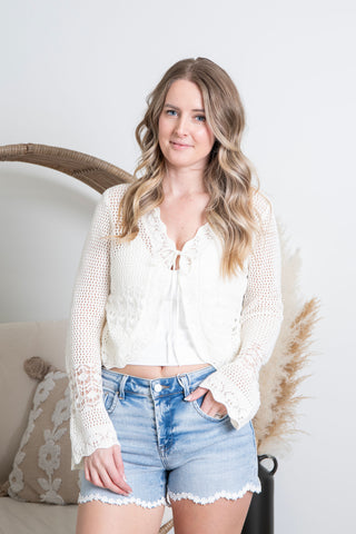 Brittany Crochet Sweater - Ivory