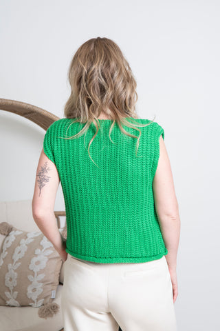 Chunky Knit Vest - Lucky Green
