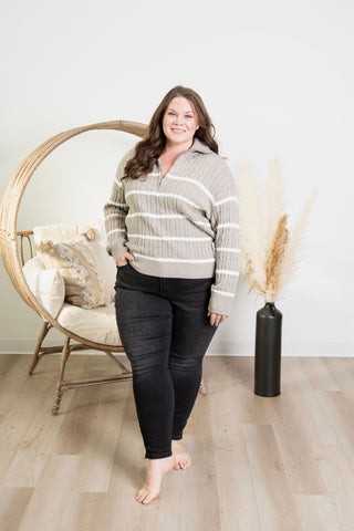 { DEX } HalfZip Cable Knit Sweater