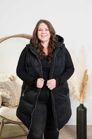 { DEX } Hooded Puffer Vest - Black