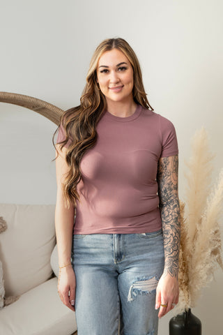 Signature Fitted Tee - Dusty Rose