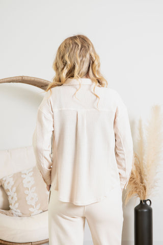 { Room 34} Waffle Knit Sweater - Cream