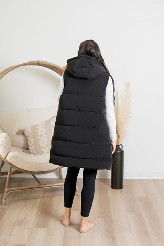 { DEX } Hooded Puffer Vest - Black