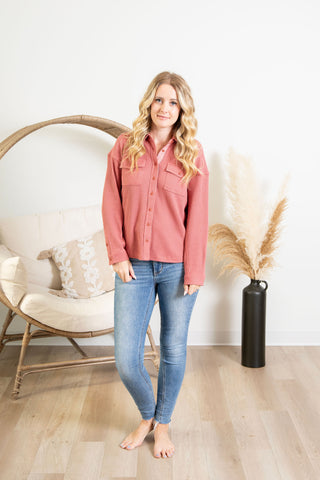 { Room 34} Waffle Knit Sweater - Brick