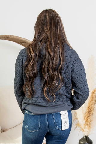 Quilted Zip Up - Gunmetal