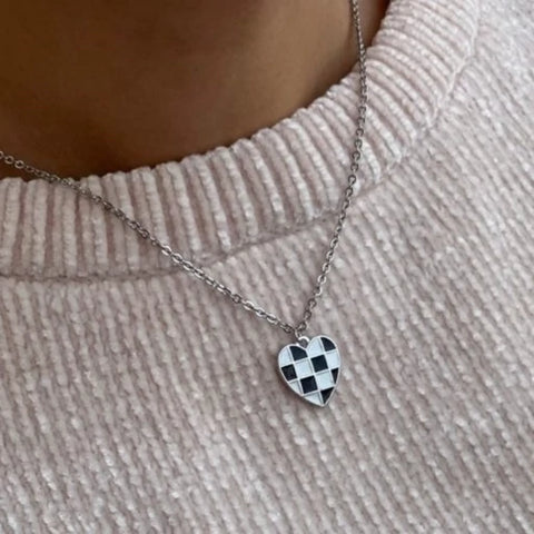 Checkered Heart Necklace