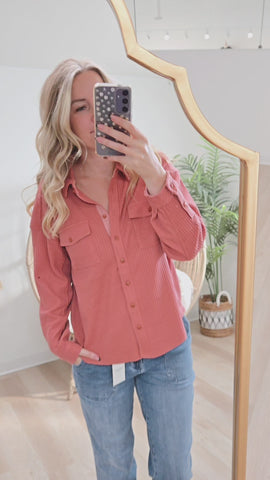 { Room 34} Waffle Knit Sweater - Brick