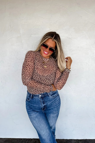 Cheetah Mesh Top